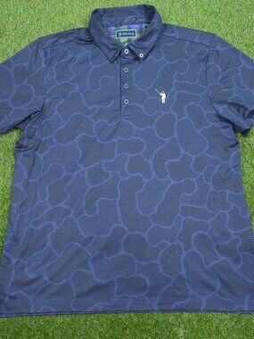William Murray Polo Shirt Men Large Navy Blue In The Weeds Camo Golf Performance